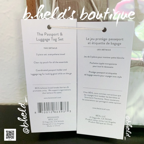 BÉIS The Passport & Luggage Tag Set in Maple Brown Brand New NWT - Picture 5 of 14